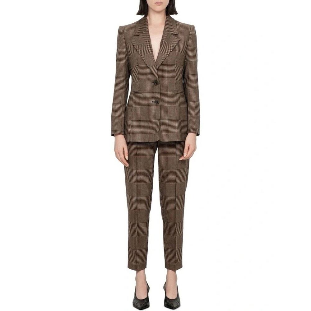 Veronika Maine Houndstooth Plaid Blazer in Brown Sugar Size 14 - Picture 5 of 10